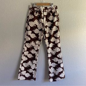 BDG Urban Outfitters Strawberry Print Brown 90s Bootcut Jeans NEW